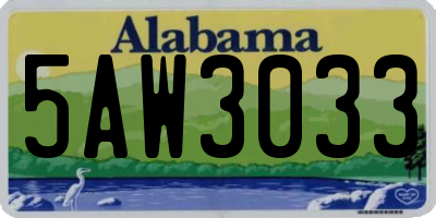 AL license plate 5AW3033