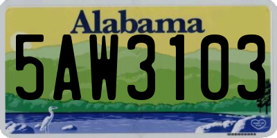 AL license plate 5AW3103
