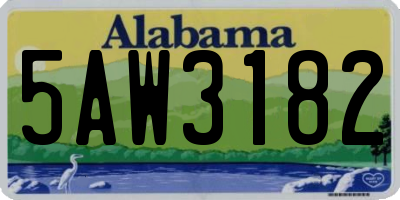 AL license plate 5AW3182