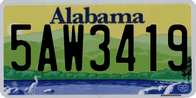 AL license plate 5AW3419