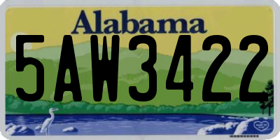 AL license plate 5AW3422