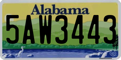 AL license plate 5AW3443