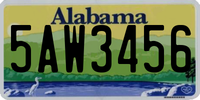 AL license plate 5AW3456