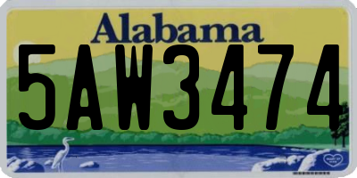 AL license plate 5AW3474