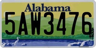 AL license plate 5AW3476