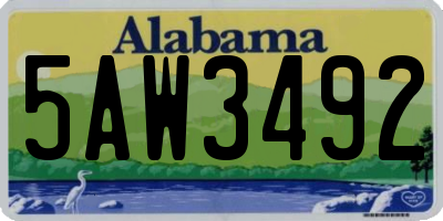 AL license plate 5AW3492