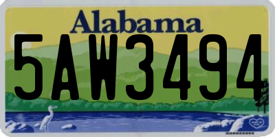AL license plate 5AW3494