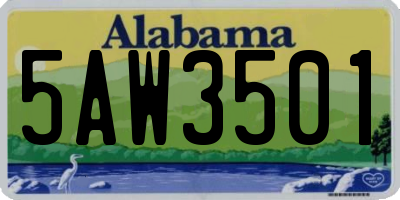 AL license plate 5AW3501