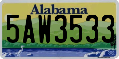AL license plate 5AW3533