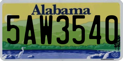 AL license plate 5AW3540