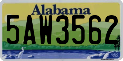 AL license plate 5AW3562
