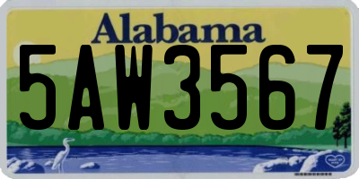 AL license plate 5AW3567