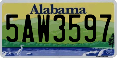 AL license plate 5AW3597