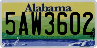 AL license plate 5AW3602