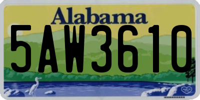 AL license plate 5AW3610