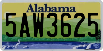 AL license plate 5AW3625