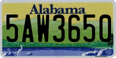 AL license plate 5AW3650
