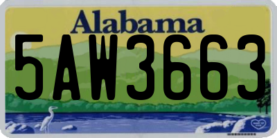AL license plate 5AW3663