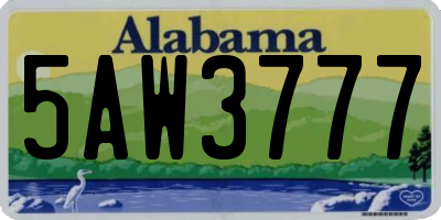 AL license plate 5AW3777
