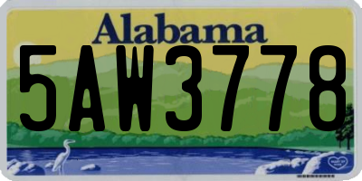 AL license plate 5AW3778