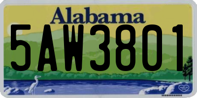 AL license plate 5AW3801