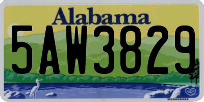 AL license plate 5AW3829