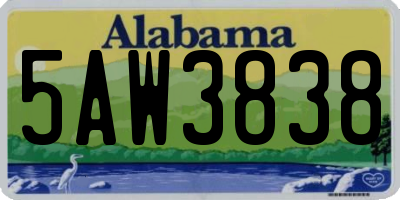 AL license plate 5AW3838
