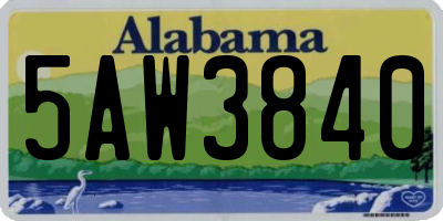 AL license plate 5AW3840