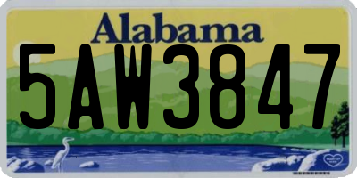 AL license plate 5AW3847
