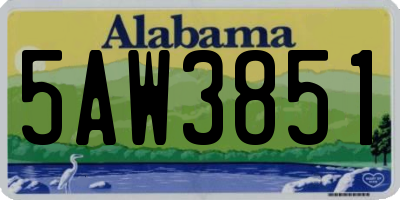 AL license plate 5AW3851