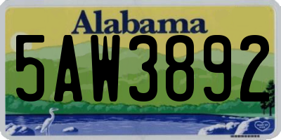 AL license plate 5AW3892