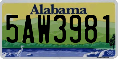 AL license plate 5AW3981