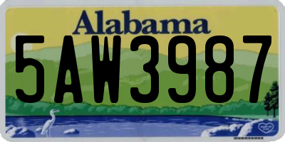 AL license plate 5AW3987