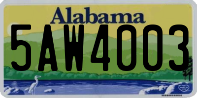 AL license plate 5AW4003