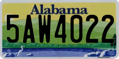 AL license plate 5AW4022