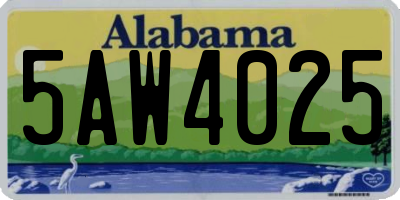 AL license plate 5AW4025