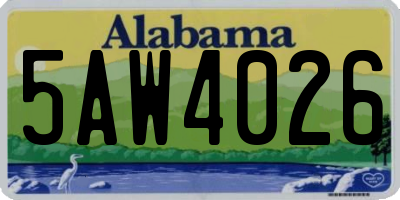 AL license plate 5AW4026