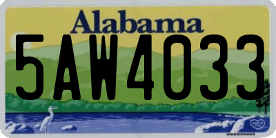AL license plate 5AW4033