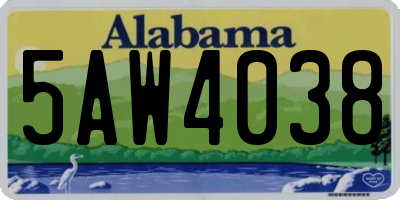 AL license plate 5AW4038