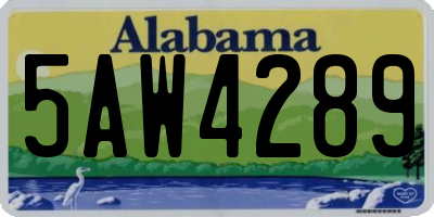 AL license plate 5AW4289