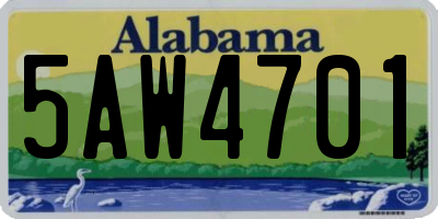 AL license plate 5AW4701