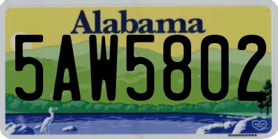 AL license plate 5AW5802