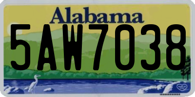 AL license plate 5AW7038