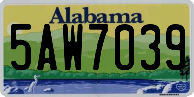AL license plate 5AW7039