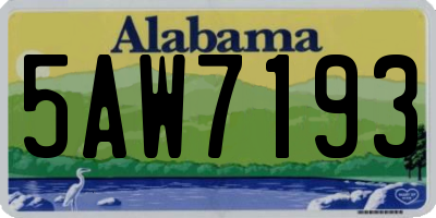 AL license plate 5AW7193