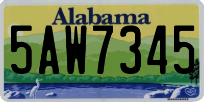 AL license plate 5AW7345