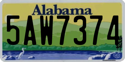 AL license plate 5AW7374
