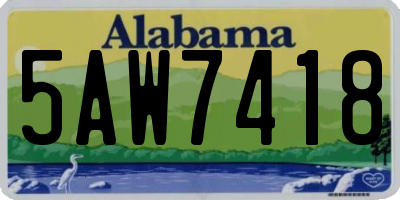 AL license plate 5AW7418
