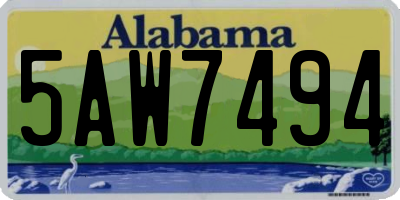 AL license plate 5AW7494