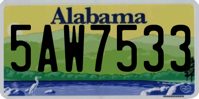 AL license plate 5AW7533